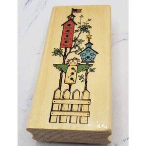 Country Birdhouse W/ Picket Fence Uptown Rubber Stamps Wood Mounted Rubber Stamp